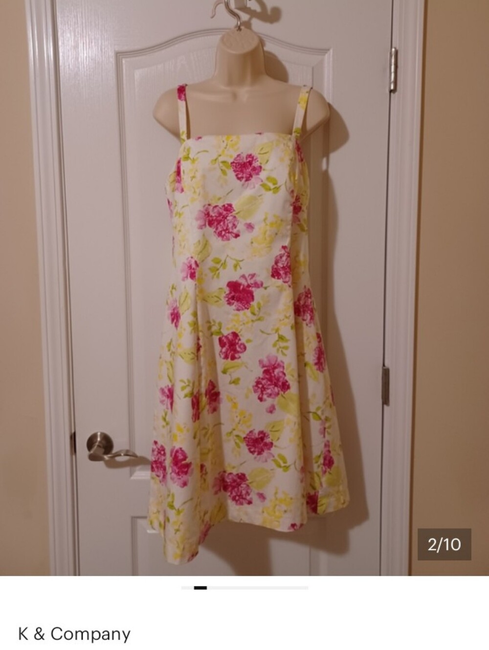 White Midi Sundress with Pink Floral Print